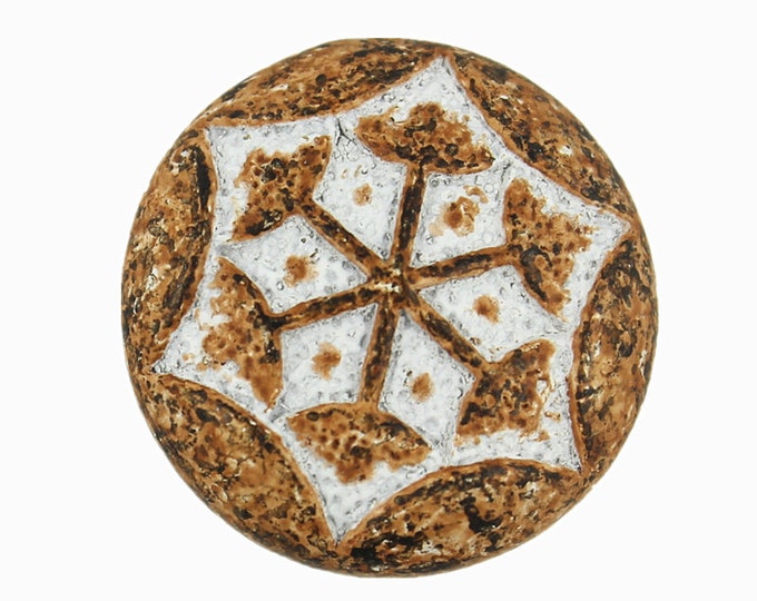 Flower Metal Buttons - White Rust Flower Bud Metal Shank Buttons - 18mm - 11/16 inch - 3 pcs