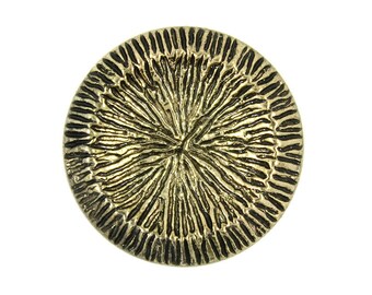 Metal Buttons - Dense Lines Crater Shaped Antiqued Gold Metal Shank Buttons - 20mm - 3/4 inch - 6 pcs