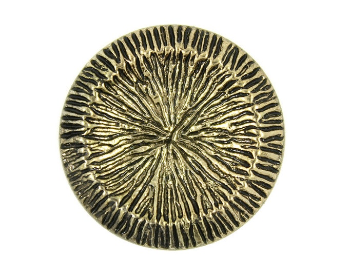 Metal Buttons - Dense Lines Crater Shaped Antiqued Gold Metal Shank Buttons - 20mm - 3/4 inch - 6 pcs