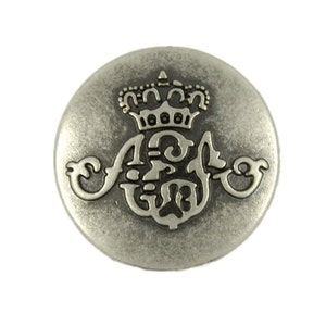 Metallknöpfe – grau-silberne Monogramm-Metallknöpfe – 20 mm – 3/4 Zoll – 6 Stück