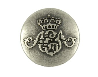 Metal Buttons - Gray Silver Monogram Metal Shank Buttons - 20mm - 3/4 inch - 6 pcs