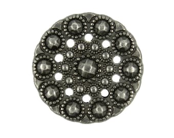 Metal Buttons - Beads Flower Gray Silver Metal Shank Buttons - 20mm - 3/4 inch - 6 pcs