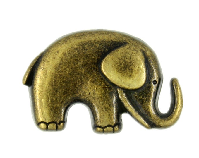 Metal Buttons - Antique Brass Elephant Metal Shank Buttons - 20mm - 3/4 inch - 5 pcs