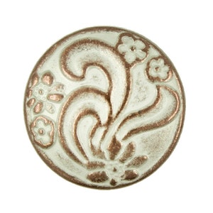 Metal Buttons - Ribbon Art Flower Copper White Patina Metal Shank Buttons - 18mm - 11/16 inch - 6 pcs