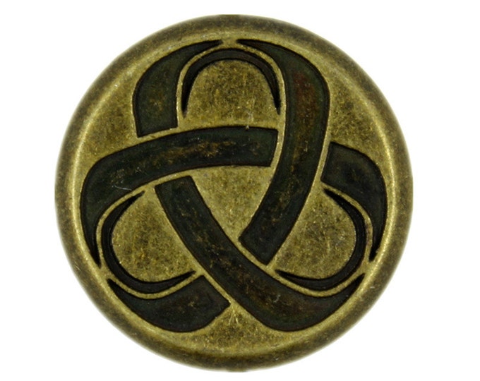 Metal Buttons - Triquetra Antique Brass Metal Shank Buttons - 20mm - 3/4 inch - 6 pcs