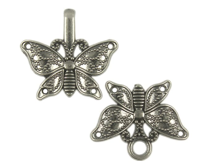 HOOK And EYE Fasteners - Butterfly Cloak Clasp Gunmetal Fasteners. 5 Pairs.