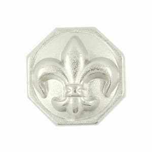 Silver Buttons - Octagon Fleur-De-Lis Metal Shank Buttons in Silver Color - 12mm - 1/2 inch - 6 pcs