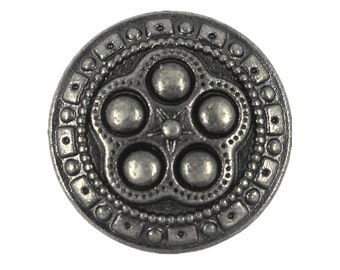 Metal Buttons - Pentacle Beads Metal Shank Buttons in Gray Silver Color - 18mm - 11/16 inch - 6 pcs