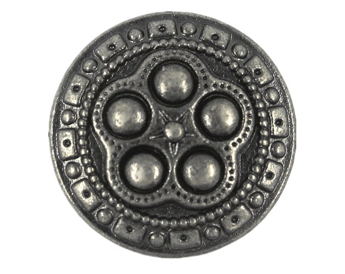 Metal Buttons - Pentacle Beads Metal Shank Buttons in Gray Silver Color - 18mm - 11/16 inch - 6 pcs