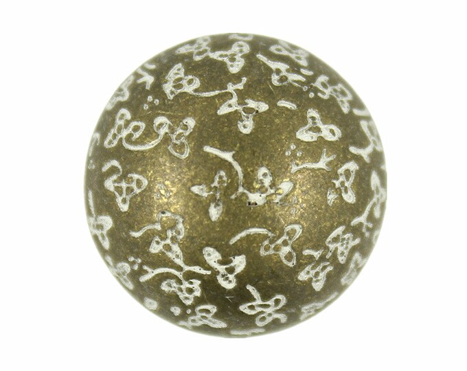 Metal Buttons - Grass Field Domed Brass Patina Metal Shank Buttons - 18mm - 11/16 inch - 6 pcs