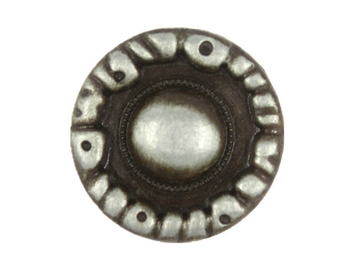 Metal Buttons - Rock Circle Metal Shank Buttons in Iron Patina Color - 18mm - 11/16 inch - 6 pcs
