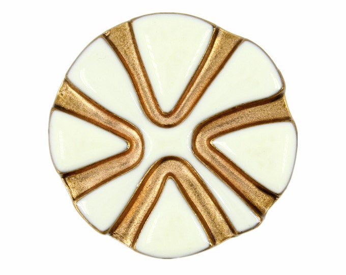 Metal Buttons - Cream White Sun Ray Antique Gold Metal Shank Buttons - 30mm - 1 3/16 inch - 4 pcs