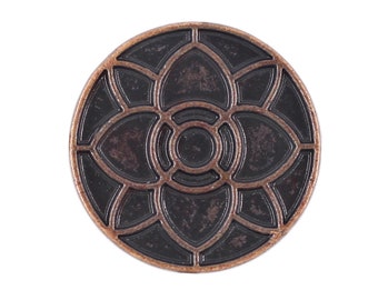 Flower Blossom Antique Copper Metal Shank Buttons - 20mm - 3/4 inch - 6 pcs