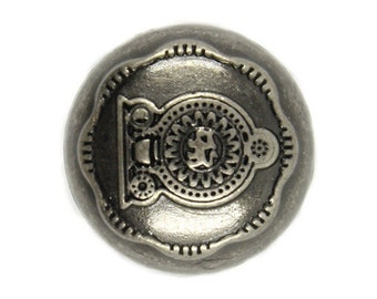 Metal Buttons - Gray Silver Sri Lanka Emblem Metal Shank Buttons - 18mm - 11/16 inch - 6 pcs