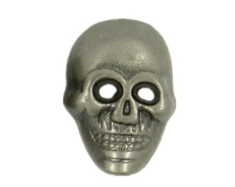Gray Silver Skull Shaped 2 holes Button - 13mm - 5/8 inch - 6 pcs