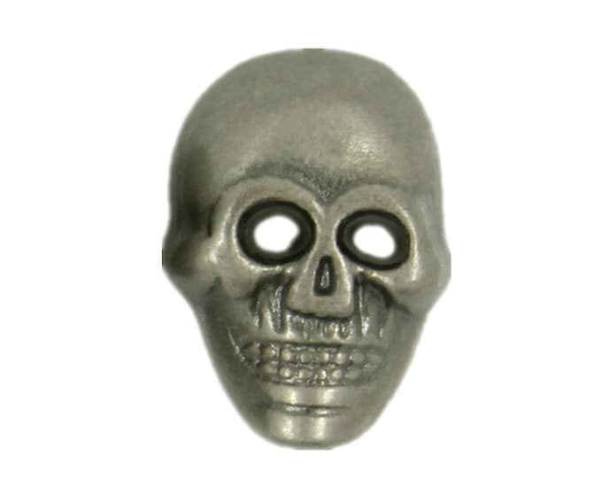 Gray Silver Skull Shaped 2 holes Button - 13mm - 5/8 inch - 6 pcs