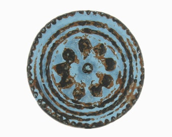 Roped Flower Carving Blue Patina Metal Shank Buttons - 16mm - 5/8 inch - 6 pcs