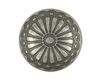 Botones de metal - Gris Plata Flor Tallando Botones de Vástago De Metal - 20mm - 3/4 pulgadas - 6 piezas