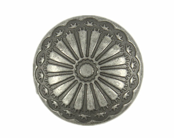 Metal Buttons - Gray Silver Flower Carving Metal Shank Buttons - 20mm - 3/4 inch - 6 pcs