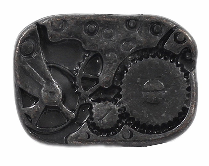 Metal Buttons - Rectangle Watch Movement Vintage Black Metal Shank Buttons - 19mm - 3/4 inch - 4 pcs
