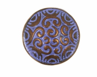 Metal Buttons - Copper Scrollwork Domed Metal Shank Buttons in Purple Color - 15mm - 5/8 inch - 6 pcs