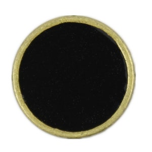 Metal Buttons - Antique Brass Black Enamel Metal Buttons - 14mm - 9/16 inch - 6 pcs
