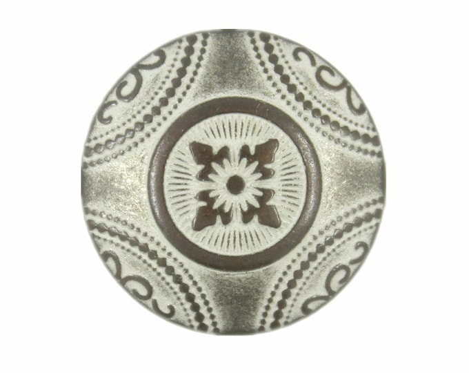 Metal Buttons - Carpet Pattern Copper White Patina Metal Shank Buttons - 20mm - 3/4 inch - 6 pcs
