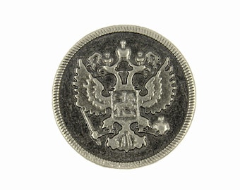Metal Buttons - The Two-headed eagle emblem of the Byzantine Empire Gray Silver Metal Shank Buttons - 17mm - 11/16 inch - 6 pcs