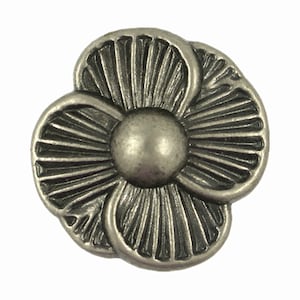 Metallknöpfe - Nickel Silber Blume Metall Schaftknöpfe - 20mm - 3/4 Zoll - 6 Stk