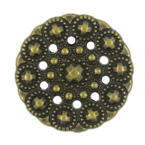 Metal Buttons - Beads Flower Antique Brass Metal Shank Buttons - 23mm - 7/8 inch - 6 pcs