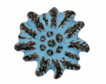 Metal Buttons - Blue Patina Edelweiss Metal Shank Buttons - 20mm - 3/4 inch - 6 pcs