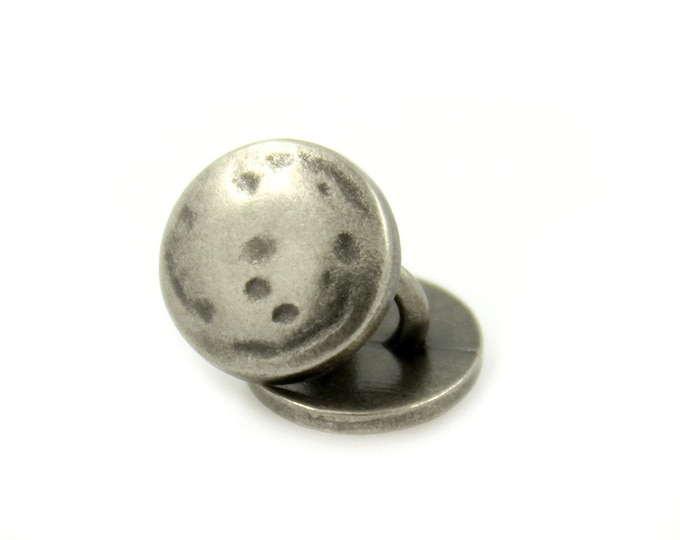 Metal Buttons - Small Gray Silver Round Metal Shank Buttons - 10mm - 3/8 inch - 6 pcs