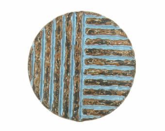 Metal Buttons - Linear Vertical Blue Patina Metal Shank Buttons - 22mm - 7/8 inch - 2 pcs