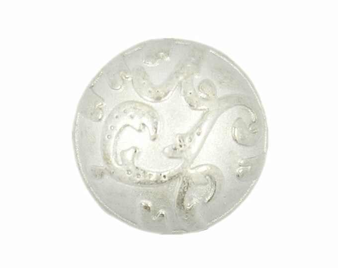 Metal Buttons - Splash Water Pattern Domed Metal Shank Silver Buttons - 10mm - 3/8 inch - 6 pcs
