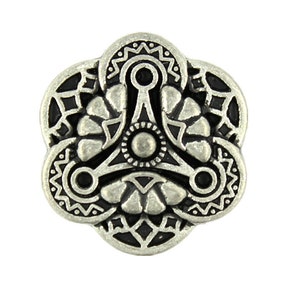 Flower Metal Buttons - Gothic Flower Art Retro Silver Metal Shank Buttons - 19mm - 3/4 inch - 6 pcs