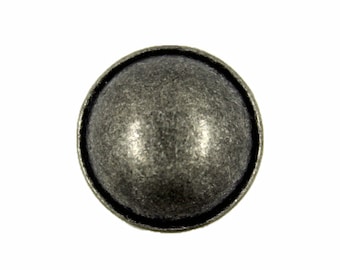 Botones de metal - Botones de metal abovedados de plata antigua - 15 mm - 5/8 pulgadas - 6 piezas