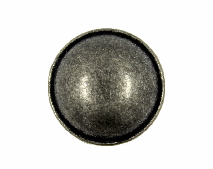 Metal Buttons - Antique Silver Domed Metal Shank Buttons - 15mm - 5/8 inch - 6 pcs
