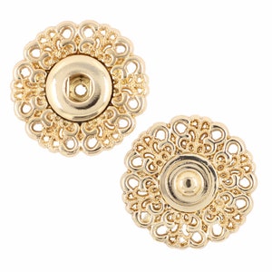 Motif Openwork Metal Snap Buttons in Gold Color - 20mm - 3/4 inch - 5 sets