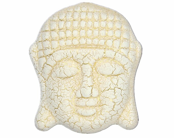 Buddha Head Metal Shank Buttons , Gold Color with Cracking White Surface - 16mm - 5/8 inch - 3 pcs