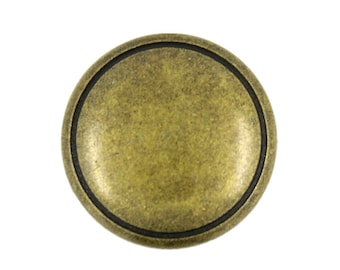 Metal Buttons - Antique Brass Metal Shank Buttons - 22mm - 7/8 inch - 6 pcs