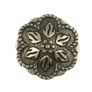 Metallknappar - Grå Silver Peperomia Blad Metallknappar med Skaft - 17 mm - 11/16 tum - 6 st
