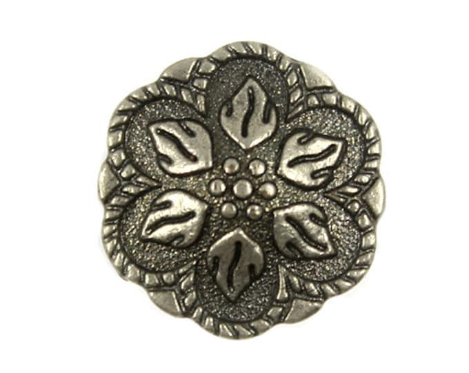 Metal Buttons - Gray Silver Peperomia Leaves Metal Shank Buttons - 17mm - 11/16 inch - 6 pcs