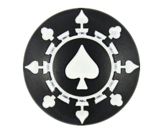 Metal Buttons -  Poker Wheel Black and White Metal Shank Buttons - 20mm - 3/4 inch - 6 pcs