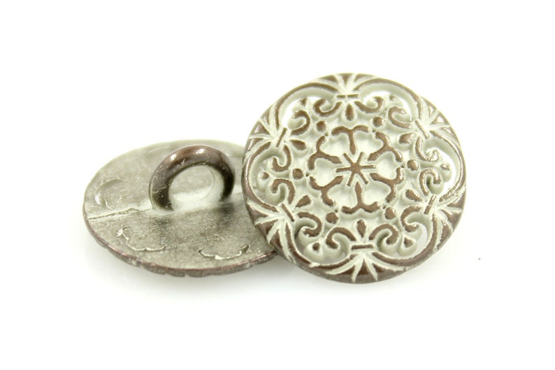 Metal Buttons Copper White Patina Snowflake Metal Shank - Etsy