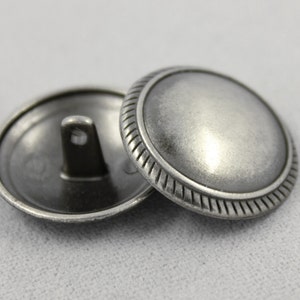 Metal Buttons Gray Silver Roped Edge Domed Metal Shank Buttons 23mm 7/8 ...