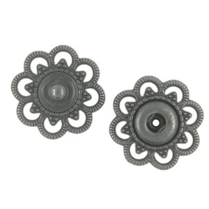 Flower Metal Snap Buttons in Black Gunmetal Color - 20mm - 3/4  inch - 5 sets