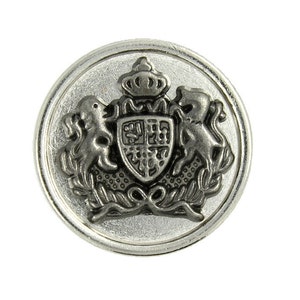 Metall-Tasten - Gunmetal Wappen Emblem Silber wieder Metall Schaft Tasten - 23mm - 7/8 Zoll - 6 Stück