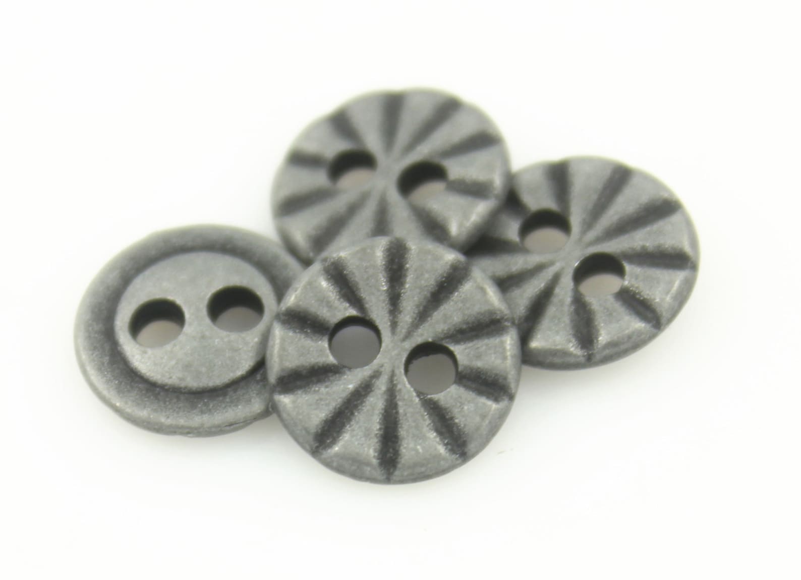Metal Line Button Metal Buttons - Dull Silver Radial Lines Hole Buttons - 11mm - 7/16 ...