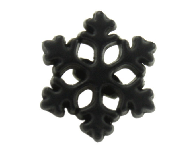 Metal Buttons - Black Snowflake Metal Shank Buttons - 10mm - 3/8 inch - 6 pcs