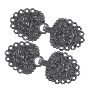 2 Pairs Romantic Bouquet Cloak Clasp Hook And Eye Vintage Black Fasteners. 62mm x 25mm Fastened.